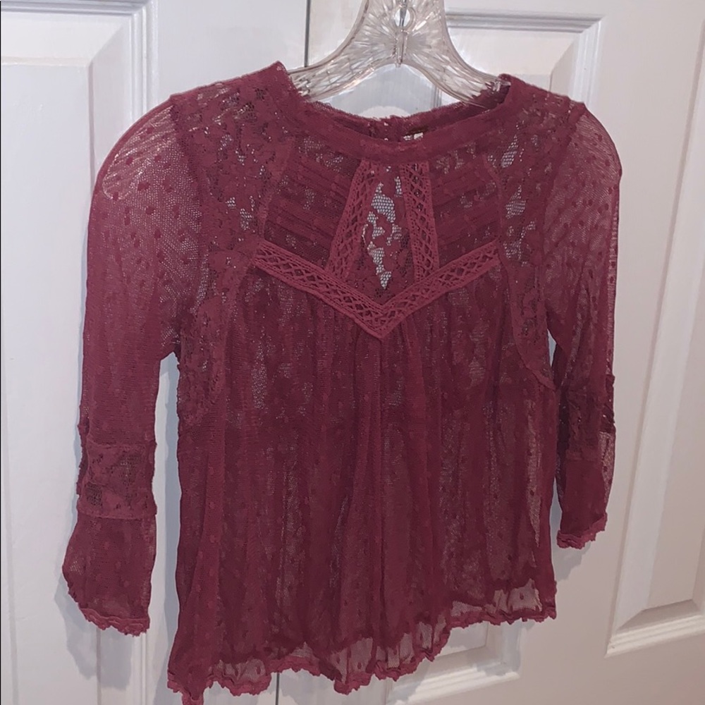 Free People Sheer blouse, XS, raspberry color